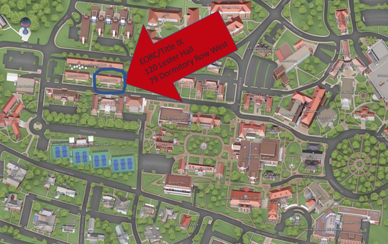 The EO/RC and Title IX Office is located at: 120 Lester Hall.